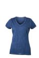 Forvasket V-hals T-Shirt dame